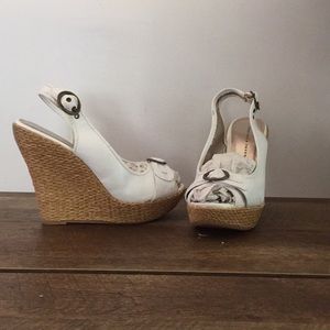 White wedge sandals